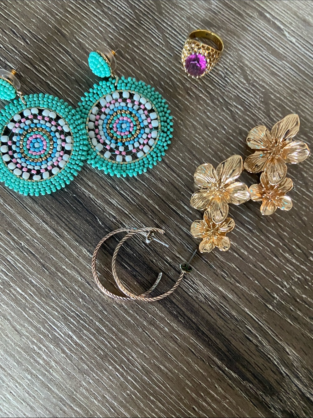 Bunch of cool earrings and a vintage ring